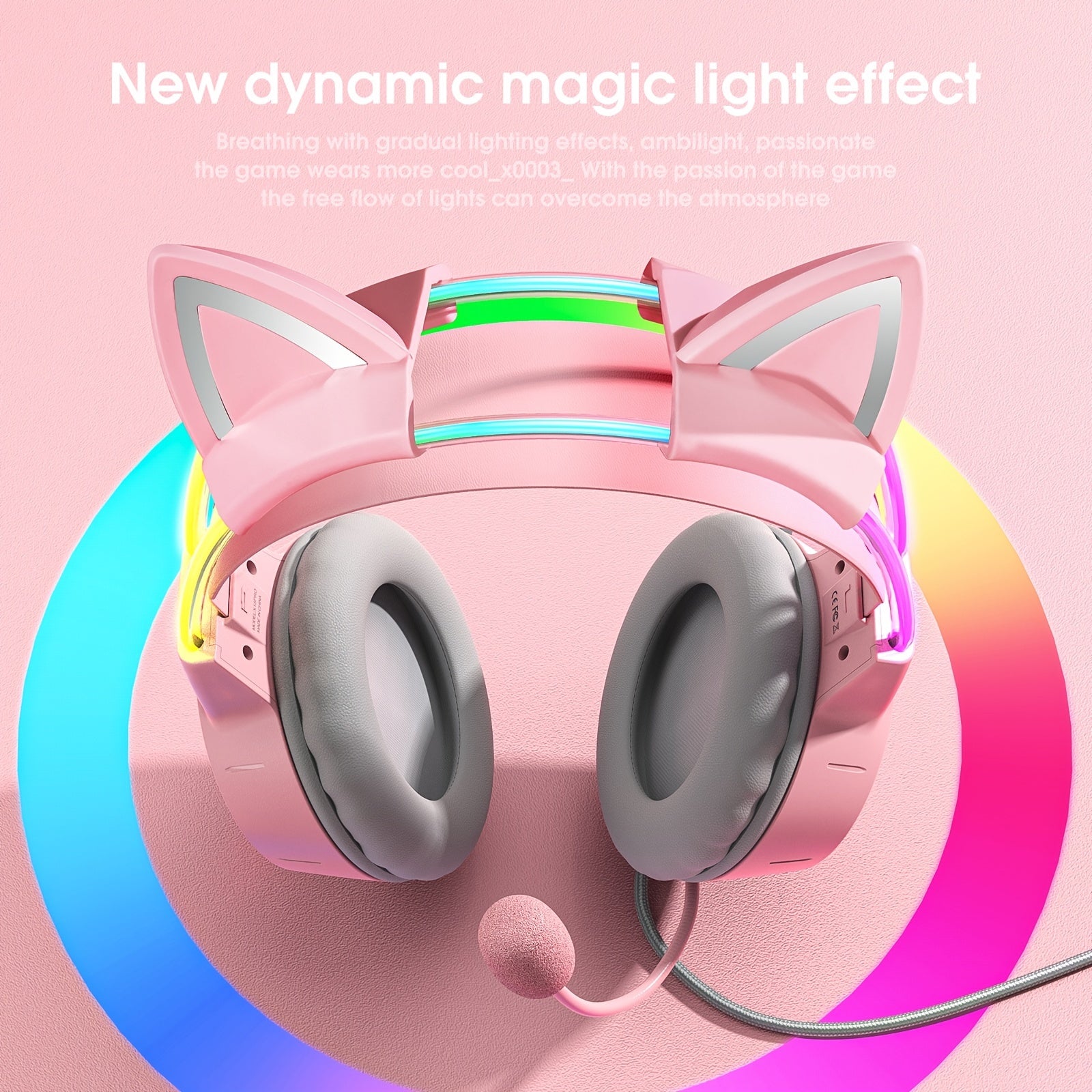 ONIKUMA X15pro Cat Ears Headset Headband Light Emitting Wired Gaming Computer Gaming Headset