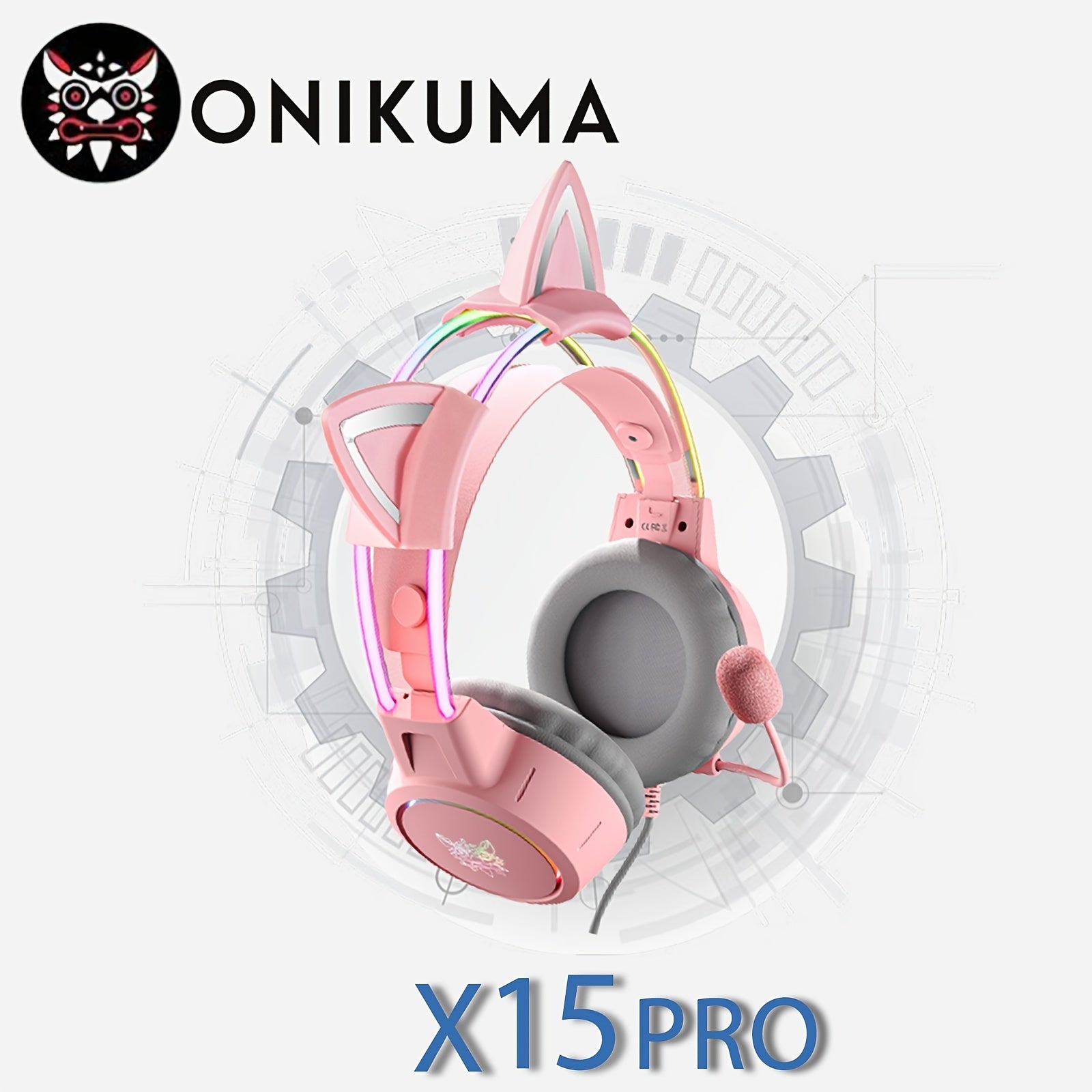 ONIKUMA X15pro Cat Ears Headset Headband Light Emitting Wired Gaming Computer Gaming Headset