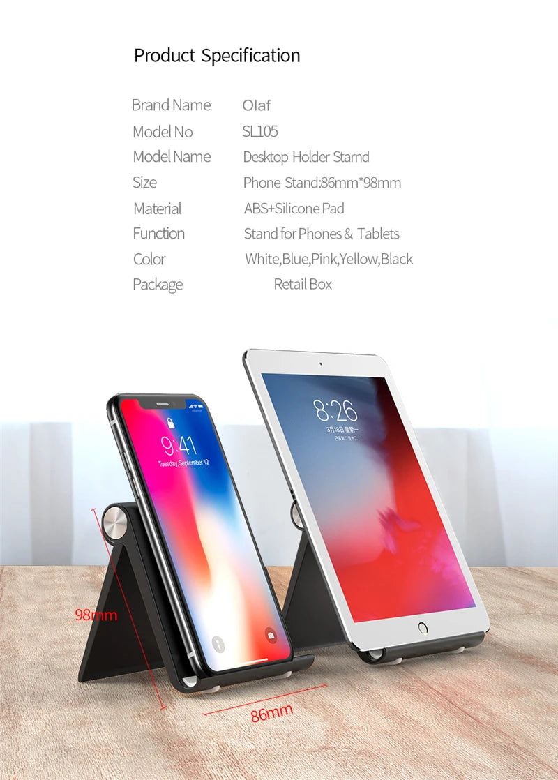 Velmora Phone Holder Stand Mobile Smartphone Support Tablet Stand for iPhone 15 14  Desk Cell Phone Holder Stand Portable Mobile Holder