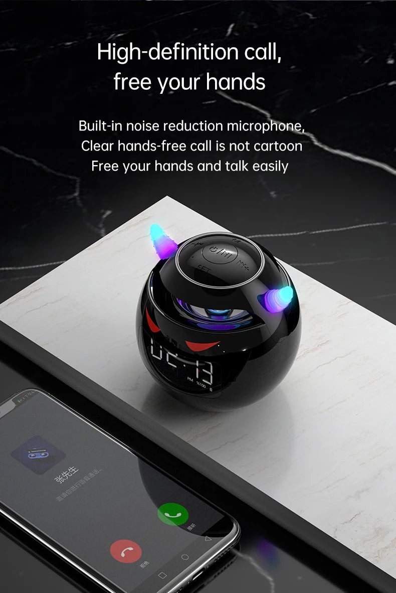 Bluetooth Speaker audio with LED Digital Alarm Clock Music Player Wireless Ball Shape Clock Speaker Mini  Speaker Alarm clock