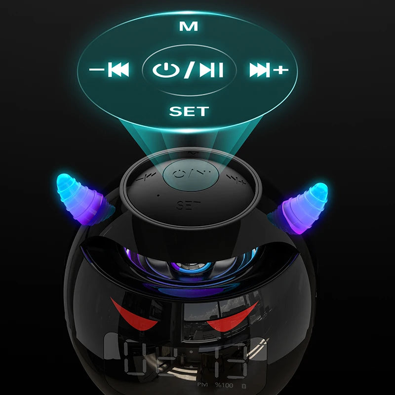 Bluetooth Speaker audio with LED Digital Alarm Clock Music Player Wireless Ball Shape Clock Speaker Mini  Speaker Alarm clock