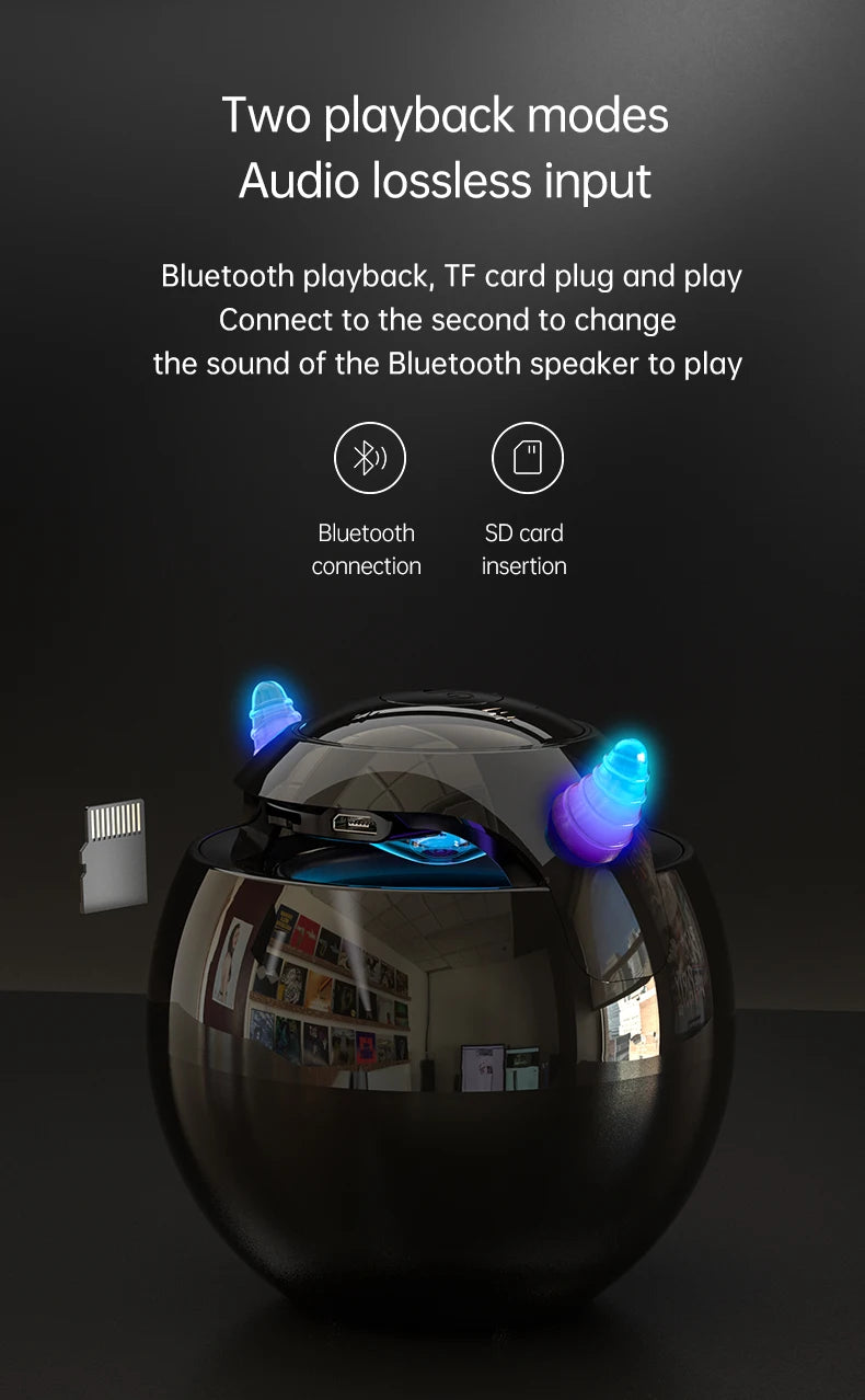 Bluetooth Speaker audio with LED Digital Alarm Clock Music Player Wireless Ball Shape Clock Speaker Mini  Speaker Alarm clock