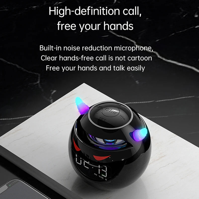 Bluetooth Speaker audio with LED Digital Alarm Clock Music Player Wireless Ball Shape Clock Speaker Mini  Speaker Alarm clock