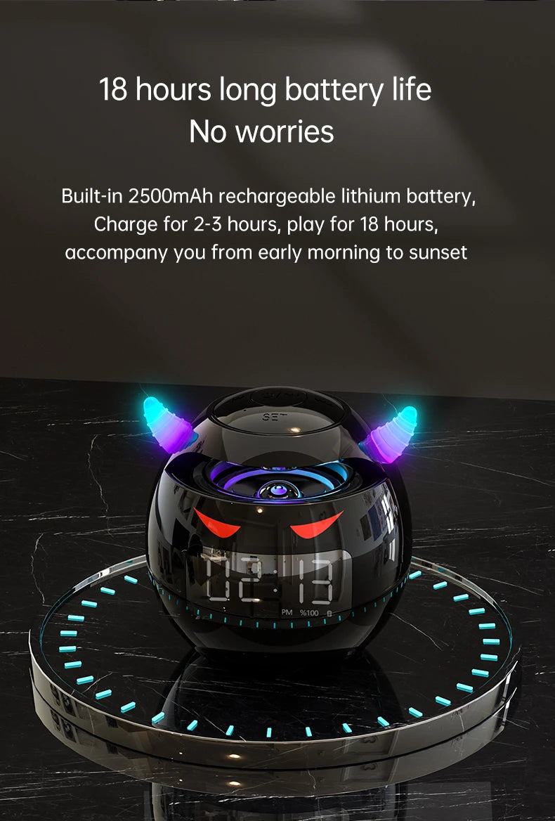 Bluetooth Speaker audio with LED Digital Alarm Clock Music Player Wireless Ball Shape Clock Speaker Mini  Speaker Alarm clock