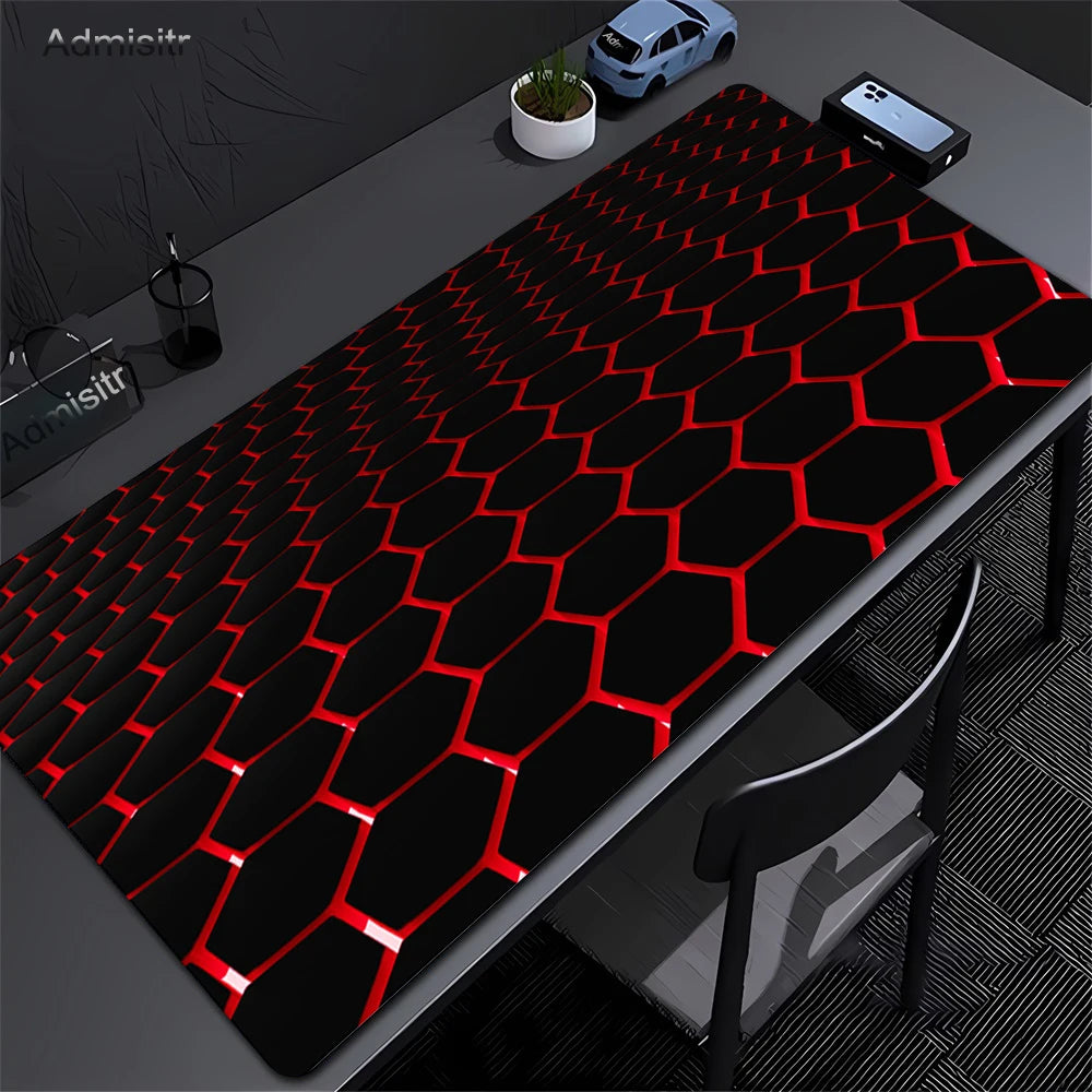 Gaming Mousepads Mousepad Geometric Large Mouse Mat Big Desk Pads Non-Slip Rubber Hexagon Mouse Pad Big Keyboard Mats 90x40cm