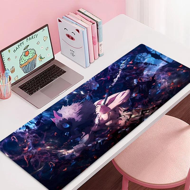 Mousepad New Demon Slayer Hashibira Inosuke Large Mouse Mat MousePads Game Office Soft Anti-slip Desktop PC HD Anime Mouse Pad