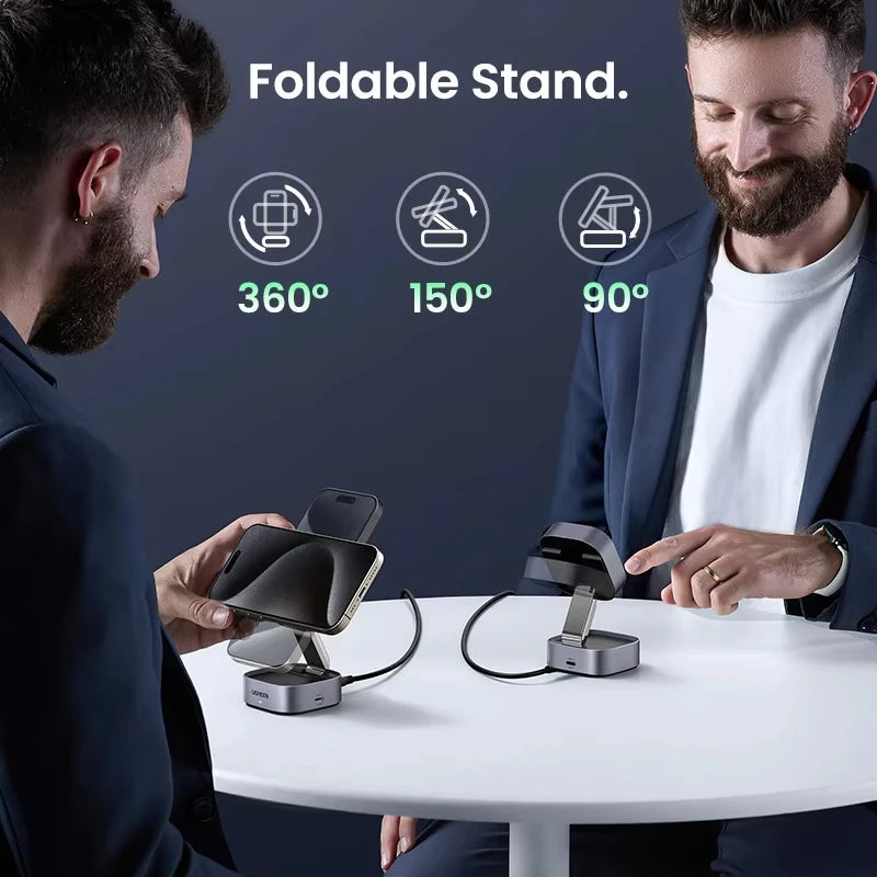 UGREEN Qi2 25W Magnetic Wireless Charger Stand 2-in-1 Charging Stand For iPhone 15 16 Pro Max/AirPods For MagSafe Fast Charger ⭐⭐⭐⭐⭐4.9\5  Loved by 4000+customers