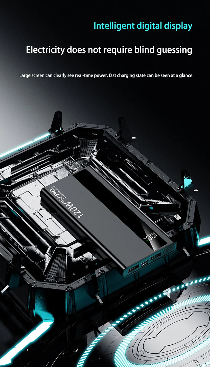 Velmora 500000mAh High Capacity PowerBank 120W Super Fast Charging Portable External Battery Powerbank for iphone Huawei