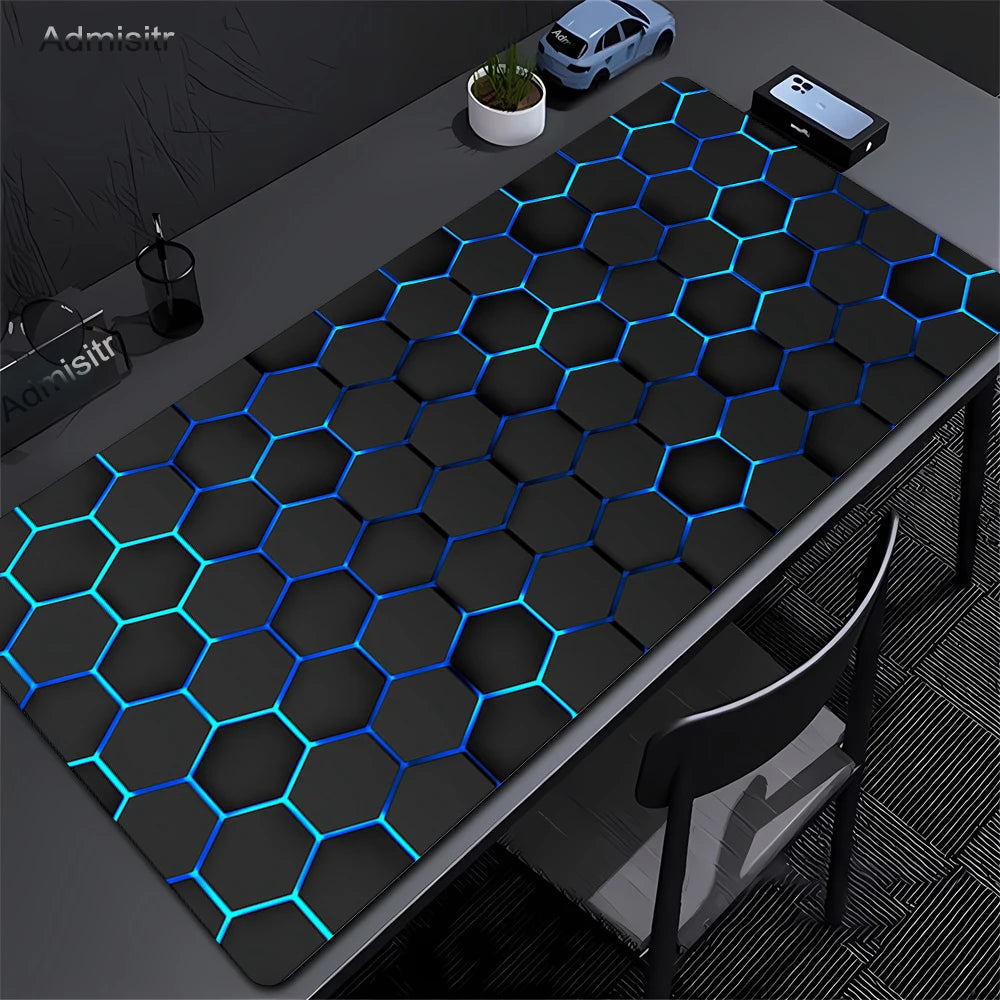 Gaming Mousepads Mousepad Geometric Large Mouse Mat Big Desk Pads Non-Slip Rubber Hexagon Mouse Pad Big Keyboard Mats 90x40cm