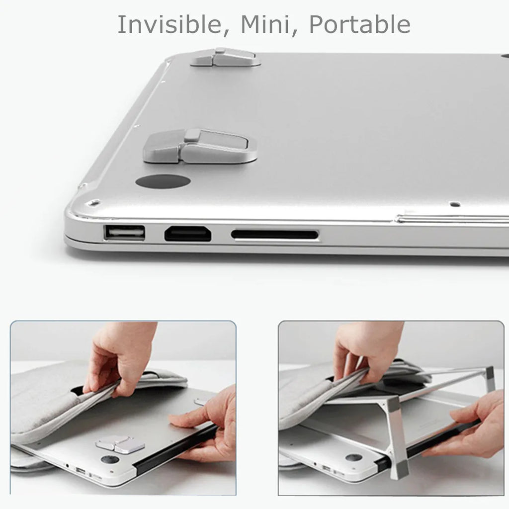 Aluminium Self-Adhesive Laptops Stand Invisible Computer Keyboards Stand Bracket for Desk Foldable Notebook Feet for MacBook Pro