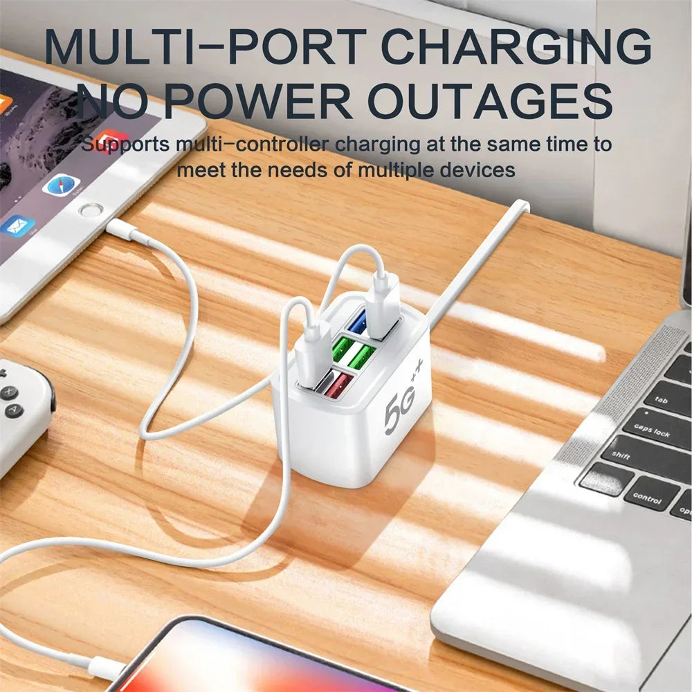 Fast USB Charger 6 in 1 Power Strip Desktop Charging Station Fast Charging 1m Cord USB HUB Adapter Socket for iPhone 16 Home ⭐⭐⭐⭐⭐4.9\5  Loved by 300+customers