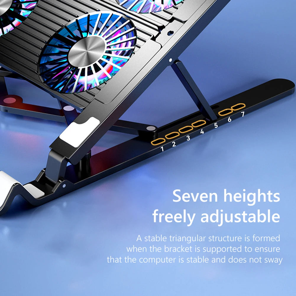 Velmora Laptop Cooling Pad with 2/4 Fans Silent Gaming Laptop Cooler Fan RGB 7 Height Portable Laptop Holder for 11-17.3 Inch Notebook