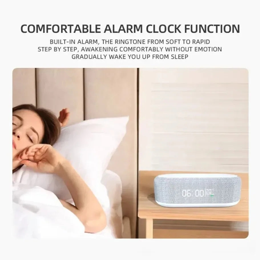Velmora Alarm Clock Wireless Chargers Pad Phone Bedroom Lamp Night Light Desk Thermometer For iPhone 17 16 15 14 13 Fast Charging Dock