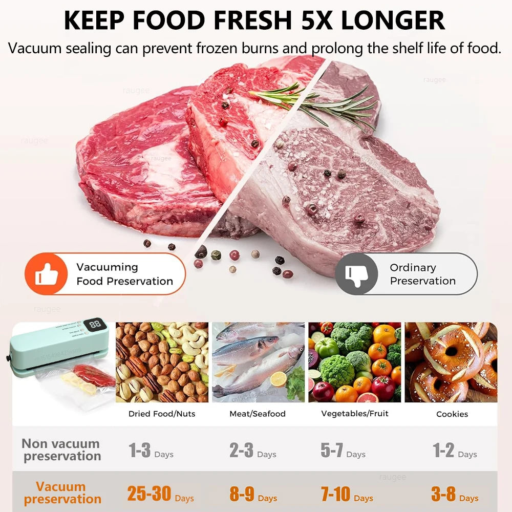 Vacuum Sealer Portable Mini Food Sealer USB Rechargeable Wireless Food Package Plastic Bags Automatic Vacuum Sealing Machine