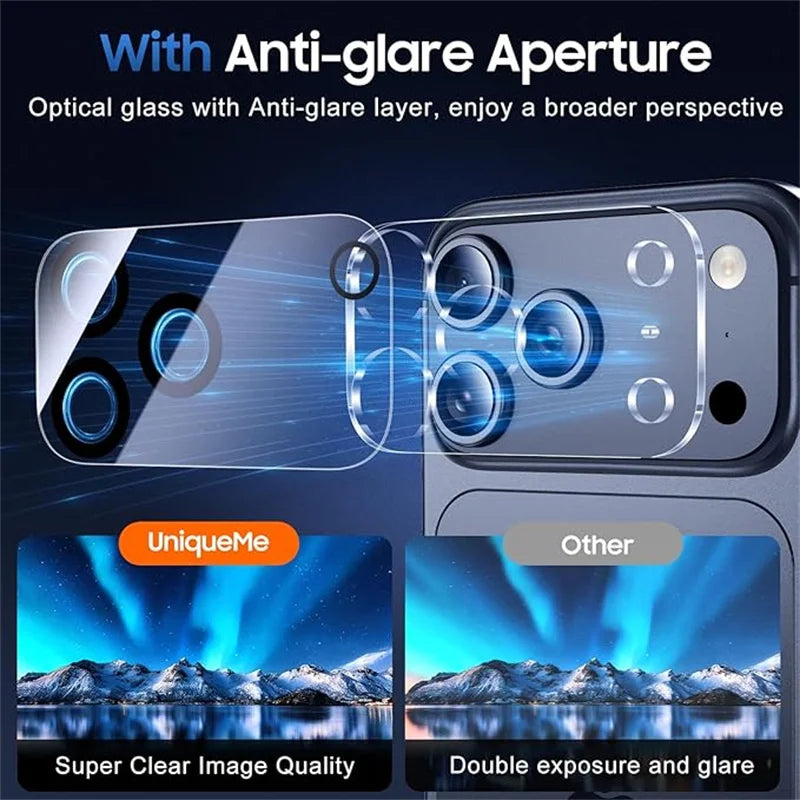 3Pcs Clear Protective Tempered Glass for iPhone 17 16 15 14 13 Pro Max Plus Camera Lens Protector for iPhone 17 Pro Max 17 Air