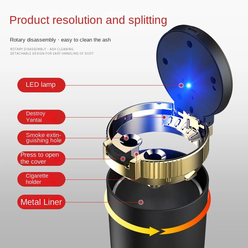 1PCS Portable LED Smoke Car Ashtray Cigarette Ash Holds Cup Automatic Light Indicator Ashtray Car Cup Holde ⭐⭐⭐⭐⭐4.9\5  Loved by 1000+customersr