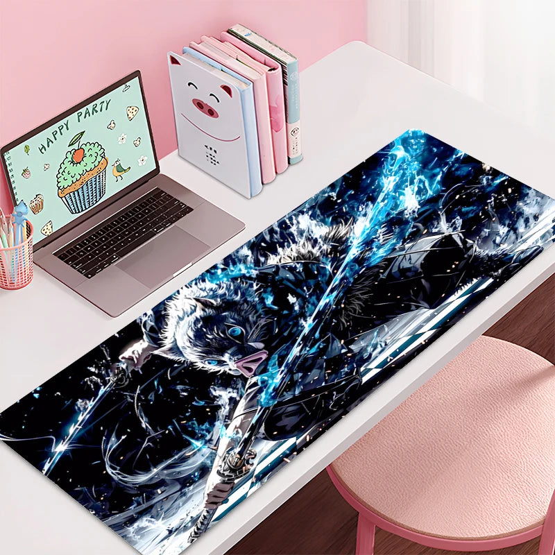 Mousepad New Demon Slayer Hashibira Inosuke Large Mouse Mat MousePads Game Office Soft Anti-slip Desktop PC HD Anime Mouse Pad