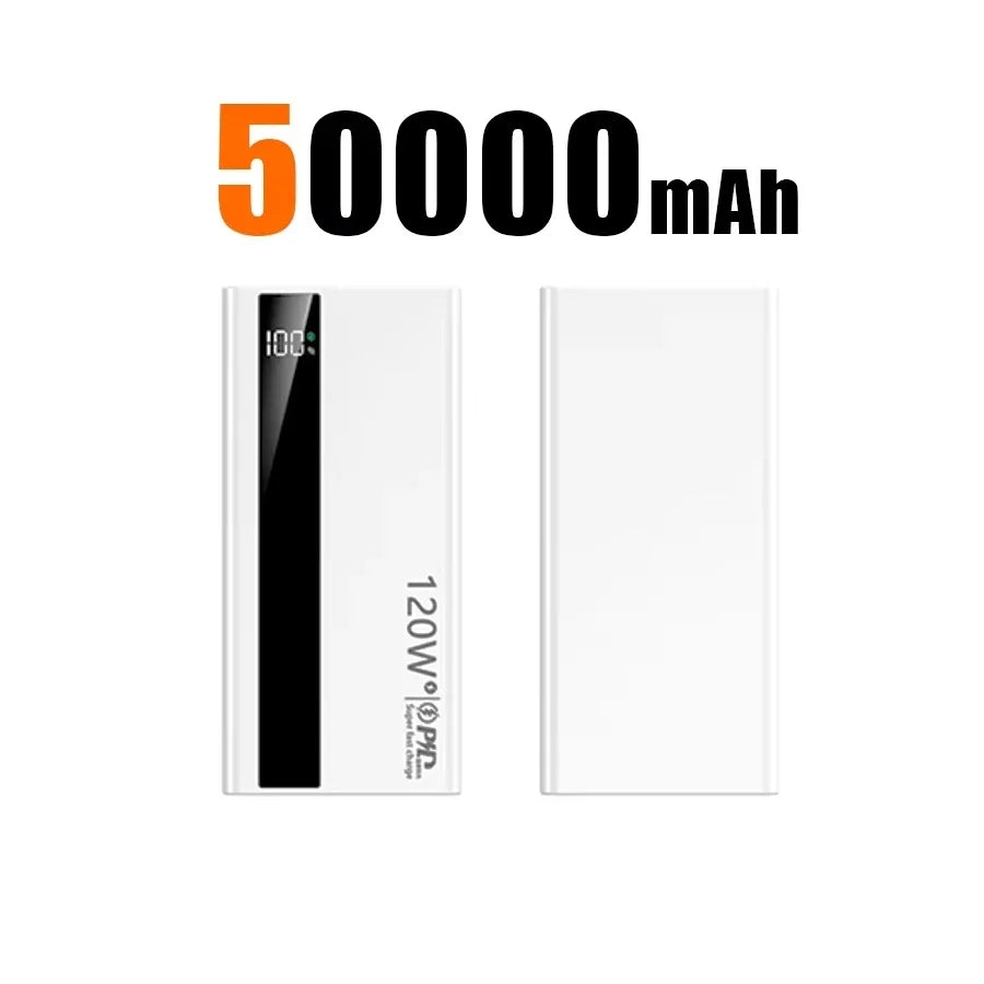 Velmora 500000mAh High Capacity PowerBank 120W Super Fast Charging Portable External Battery Powerbank for iphone Huawei