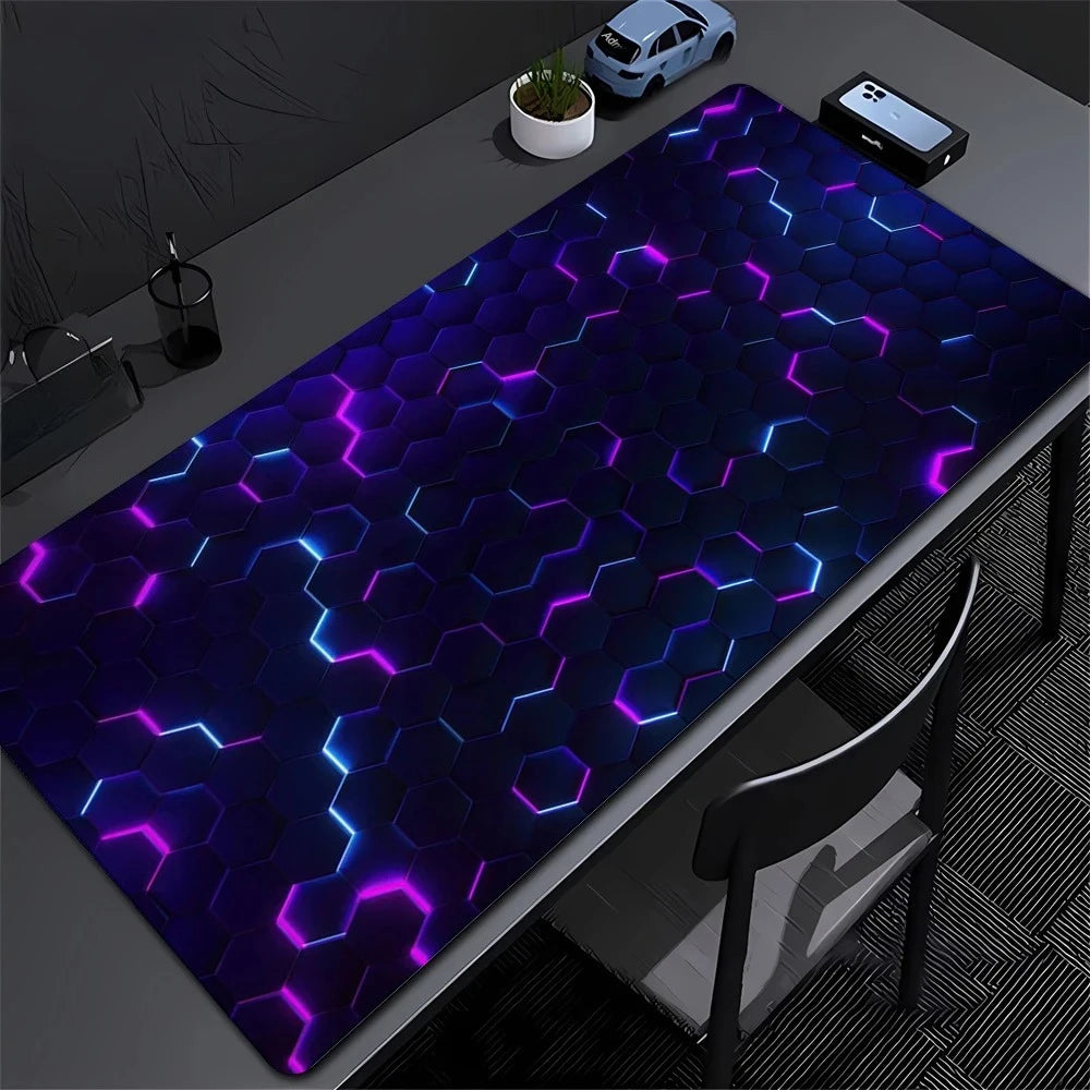 Gaming Mousepads Mousepad Geometric Large Mouse Mat Big Desk Pads Non-Slip Rubber Hexagon Mouse Pad Big Keyboard Mats 90x40cm