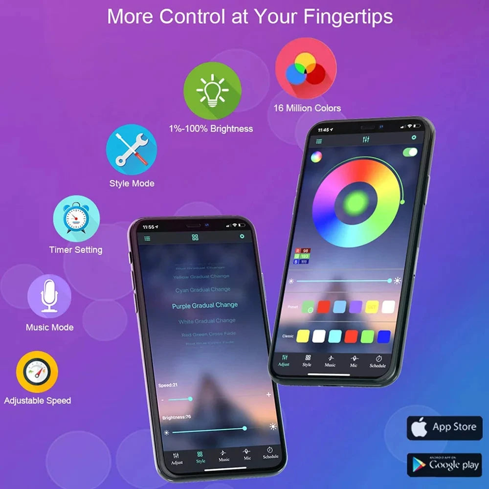 Velmora Smart LED Strip Lights 5050 RGB Bluetooth APP Remote Control USB 5V Led Tape Diode Flexible Ribbon Lamp Christmas Room Decor