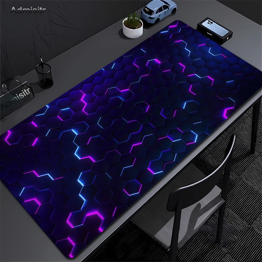 Gaming Mousepads Mousepad Geometric Large Mouse Mat Big Desk Pads Non-Slip Rubber Hexagon Mouse Pad Big Keyboard Mats 90x40cm