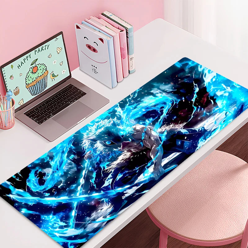 Mousepad New Demon Slayer Hashibira Inosuke Large Mouse Mat MousePads Game Office Soft Anti-slip Desktop PC HD Anime Mouse Pad