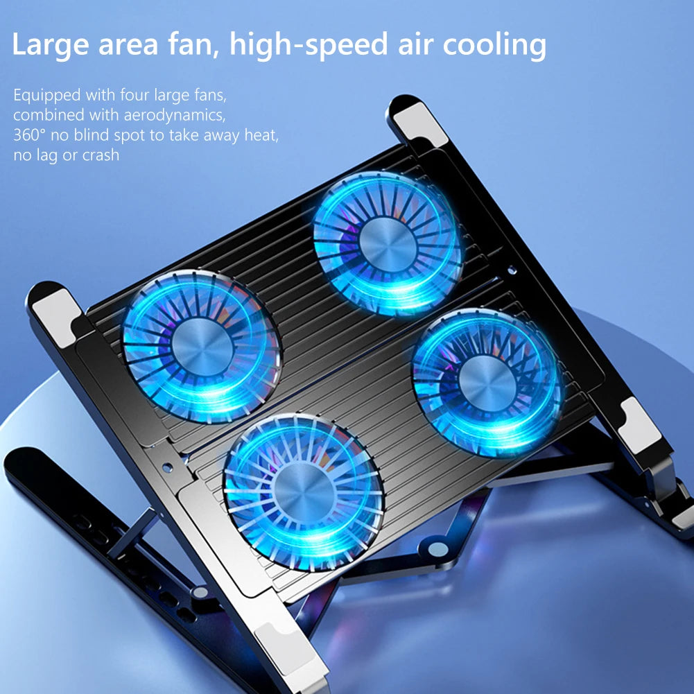 Velmora Laptop Cooling Pad with 2/4 Fans Silent Gaming Laptop Cooler Fan RGB 7 Height Portable Laptop Holder for 11-17.3 Inch Notebook