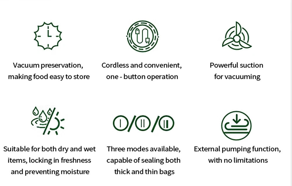 Vacuum Sealer Portable Mini Food Sealer USB Rechargeable Wireless Food Package Plastic Bags Automatic Vacuum Sealing Machine