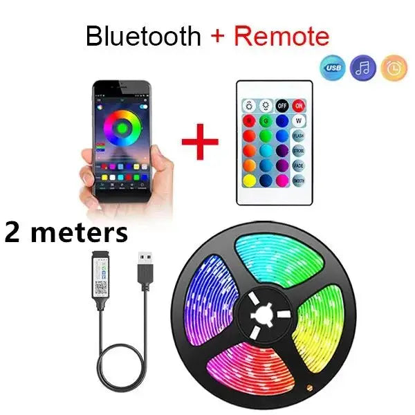 Velmora Smart LED Strip Lights 5050 RGB Bluetooth APP Remote Control USB 5V Led Tape Diode Flexible Ribbon Lamp Christmas Room Decor