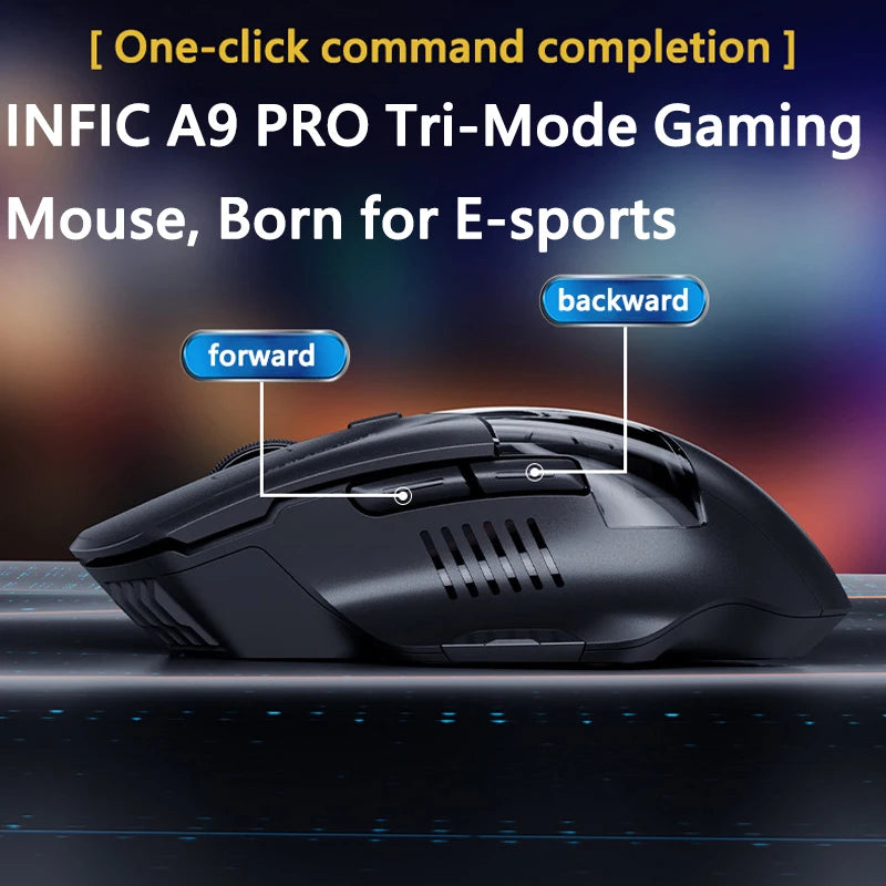 Inphic A9 PRO MAX New Three-Mode Wired/Wireless/Bluetooth Gaming Mouse 1000HZ Return Rate 12800DPI Wireless Mouse