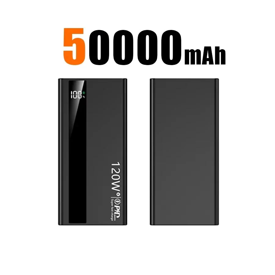 Velmora 500000mAh High Capacity PowerBank 120W Super Fast Charging Portable External Battery Powerbank for iphone Huawei