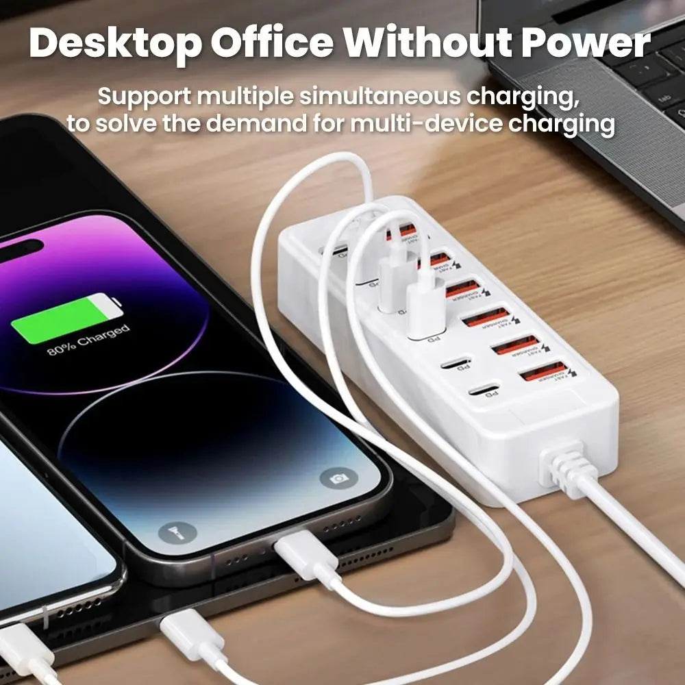 Velmora NEW Fast Charging USB Charger 12 in 1 USB Charging Station Type-C Multiple Ports USB Hub Office