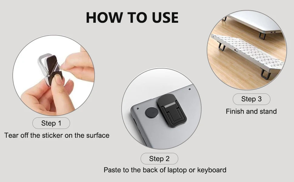 Aluminium Self-Adhesive Laptops Stand Invisible Computer Keyboards Stand Bracket for Desk Foldable Notebook Feet for MacBook Pro