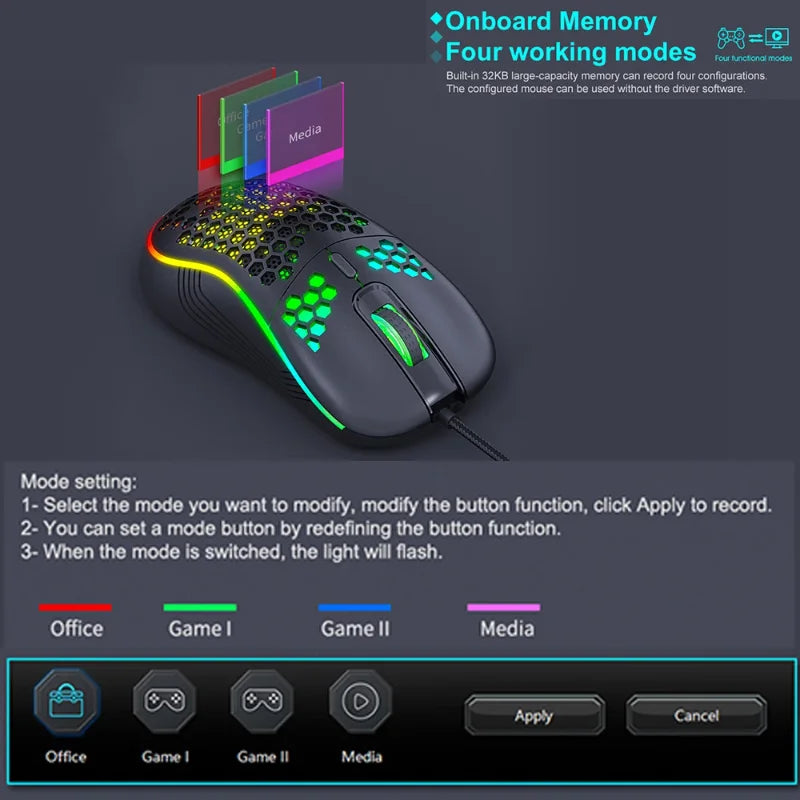 Velmora RGB Wireless Gaming Mouse Ultra-Light, Silent and Precision Control