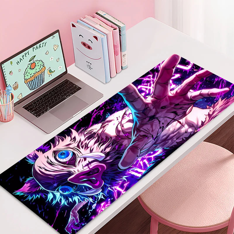 Mousepad New Demon Slayer Hashibira Inosuke Large Mouse Mat MousePads Game Office Soft Anti-slip Desktop PC HD Anime Mouse Pad