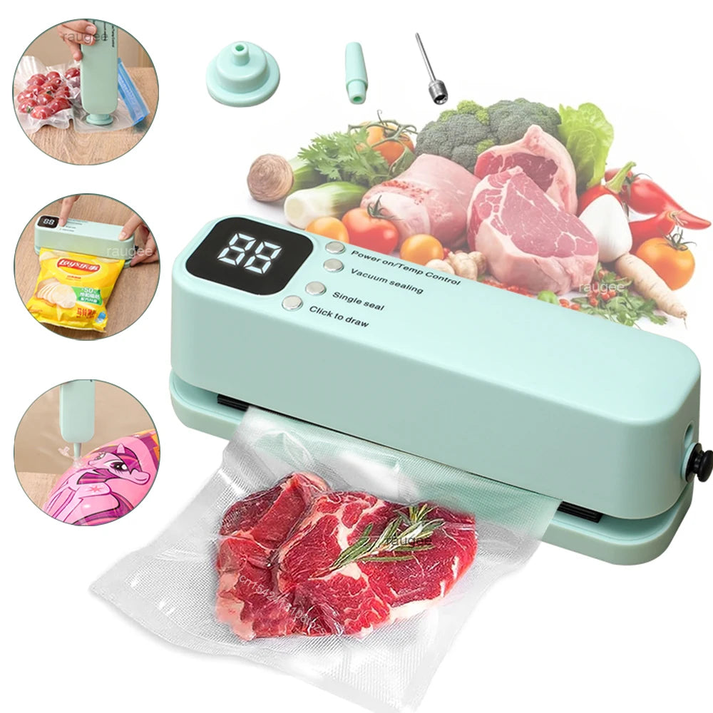 Vacuum Sealer Portable Mini Food Sealer USB Rechargeable Wireless Food Package Plastic Bags Automatic Vacuum Sealing Machine