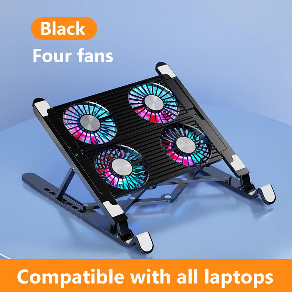 Velmora Laptop Cooling Pad with 2/4 Fans Silent Gaming Laptop Cooler Fan RGB 7 Height Portable Laptop Holder for 11-17.3 Inch Notebook
