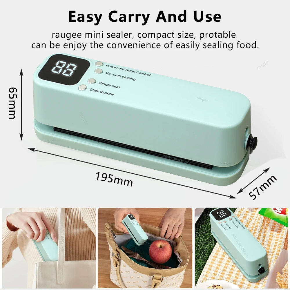 Vacuum Sealer Portable Mini Food Sealer USB Rechargeable Wireless Food Package Plastic Bags Automatic Vacuum Sealing Machine