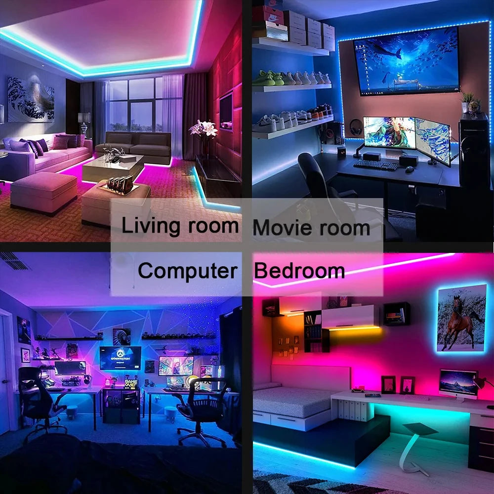 Velmora Smart LED Strip Lights 5050 RGB Bluetooth APP Remote Control USB 5V Led Tape Diode Flexible Ribbon Lamp Christmas Room Decor