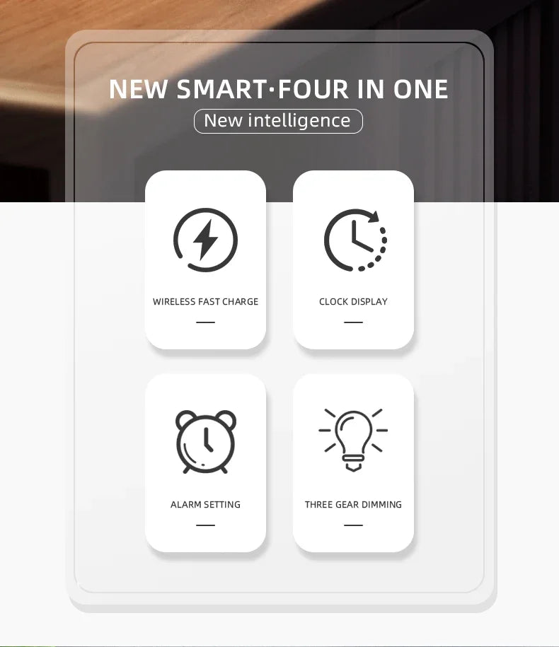 Velmora Alarm Clock Wireless Chargers Pad Phone Bedroom Lamp Night Light Desk Thermometer For iPhone 17 16 15 14 13 Fast Charging Dock