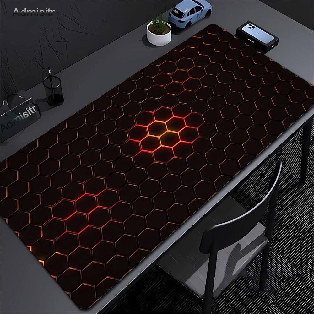 Gaming Mousepads Mousepad Geometric Large Mouse Mat Big Desk Pads Non-Slip Rubber Hexagon Mouse Pad Big Keyboard Mats 90x40cm