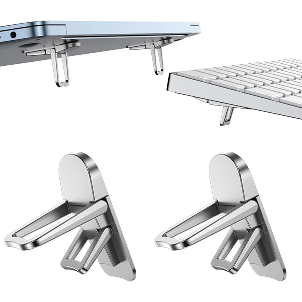 Aluminium Self-Adhesive Laptops Stand Invisible Computer Keyboards Stand Bracket for Desk Foldable Notebook Feet for MacBook Pro
