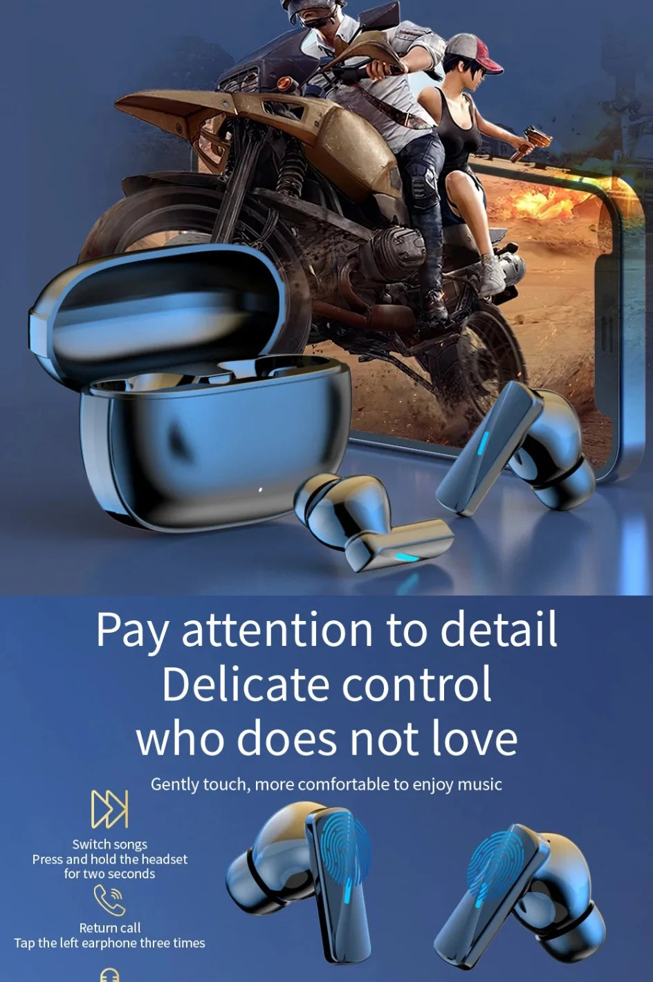 Velmora Earbuds True Wireless Earphone Noise Cancelling Update Bluetooth 5.3 Headset HD Music Headphone In-Ear Handsfree With Mic