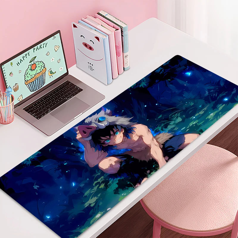 Mousepad New Demon Slayer Hashibira Inosuke Large Mouse Mat MousePads Game Office Soft Anti-slip Desktop PC HD Anime Mouse Pad