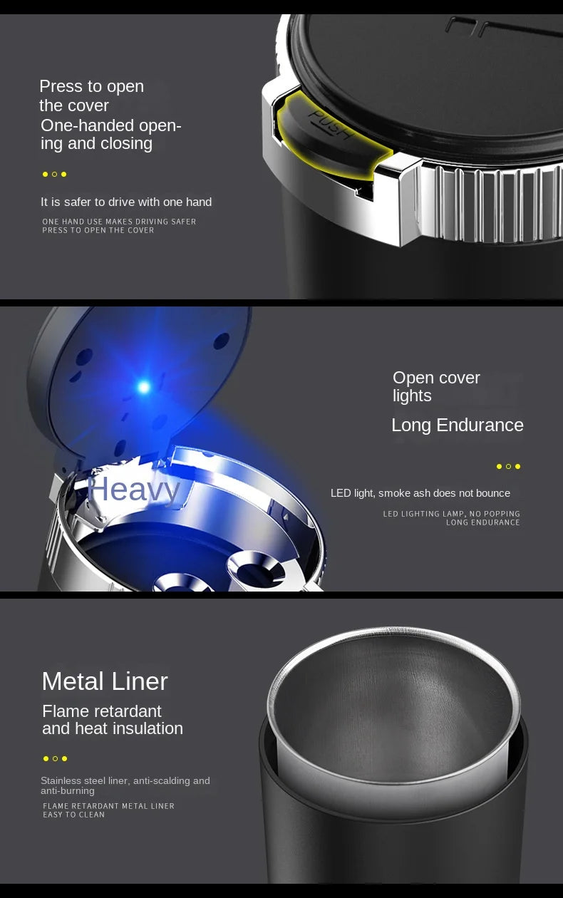 1PCS Portable LED Smoke Car Ashtray Cigarette Ash Holds Cup Automatic Light Indicator Ashtray Car Cup Holde ⭐⭐⭐⭐⭐4.9\5  Loved by 1000+customersr