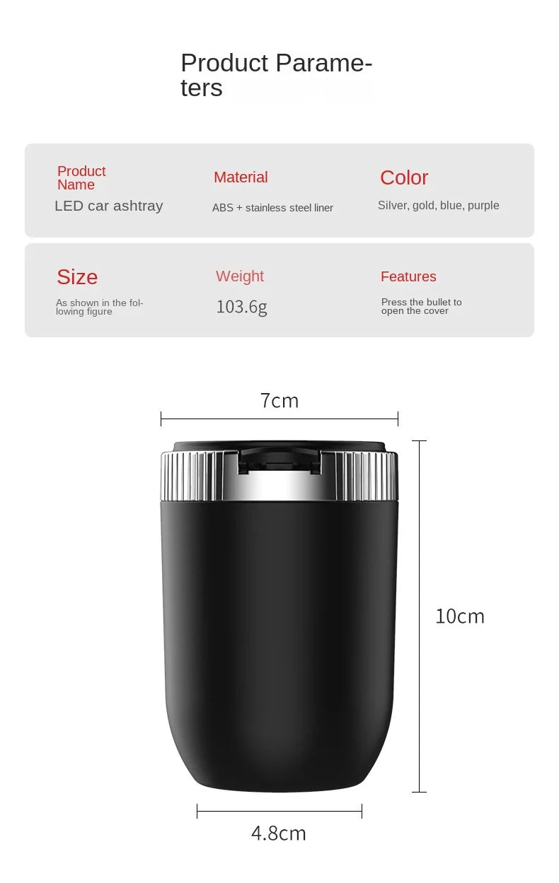 1PCS Portable LED Smoke Car Ashtray Cigarette Ash Holds Cup Automatic Light Indicator Ashtray Car Cup Holde ⭐⭐⭐⭐⭐4.9\5  Loved by 1000+customersr