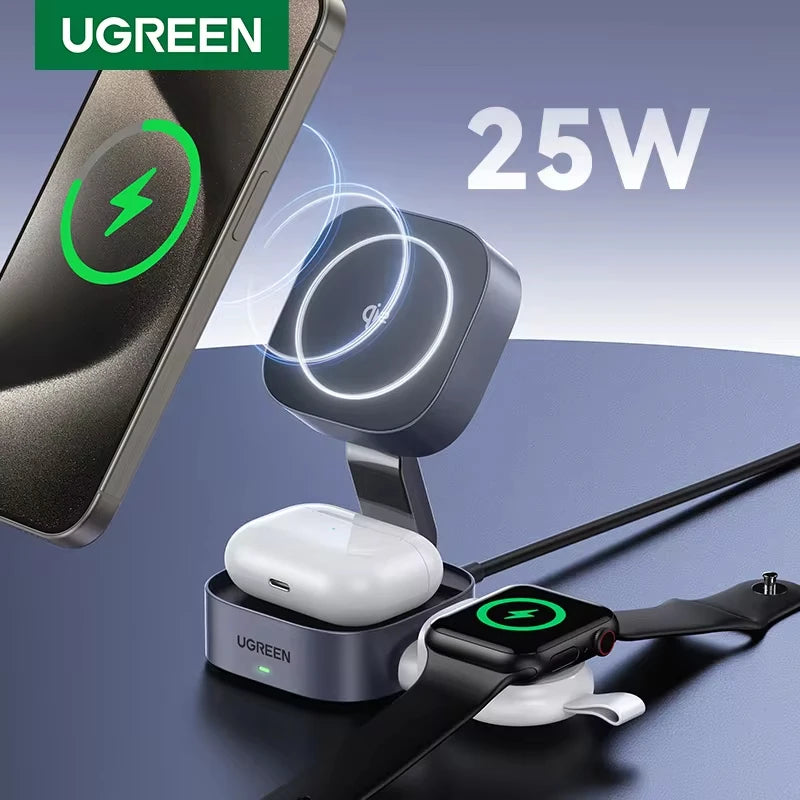 UGREEN Qi2 25W Magnetic Wireless Charger Stand 2-in-1 Charging Stand For iPhone 15 16 Pro Max/AirPods For MagSafe Fast Charger ⭐⭐⭐⭐⭐4.9\5  Loved by 4000+customers