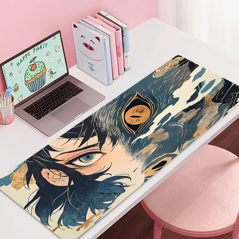 Mousepad New Demon Slayer Hashibira Inosuke Large Mouse Mat MousePads Game Office Soft Anti-slip Desktop PC HD Anime Mouse Pad