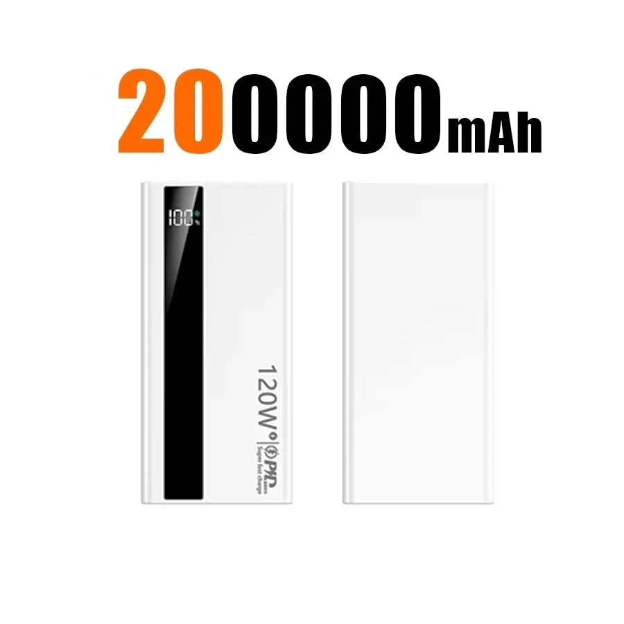 Velmora 500000mAh High Capacity PowerBank 120W Super Fast Charging Portable External Battery Powerbank for iphone Huawei