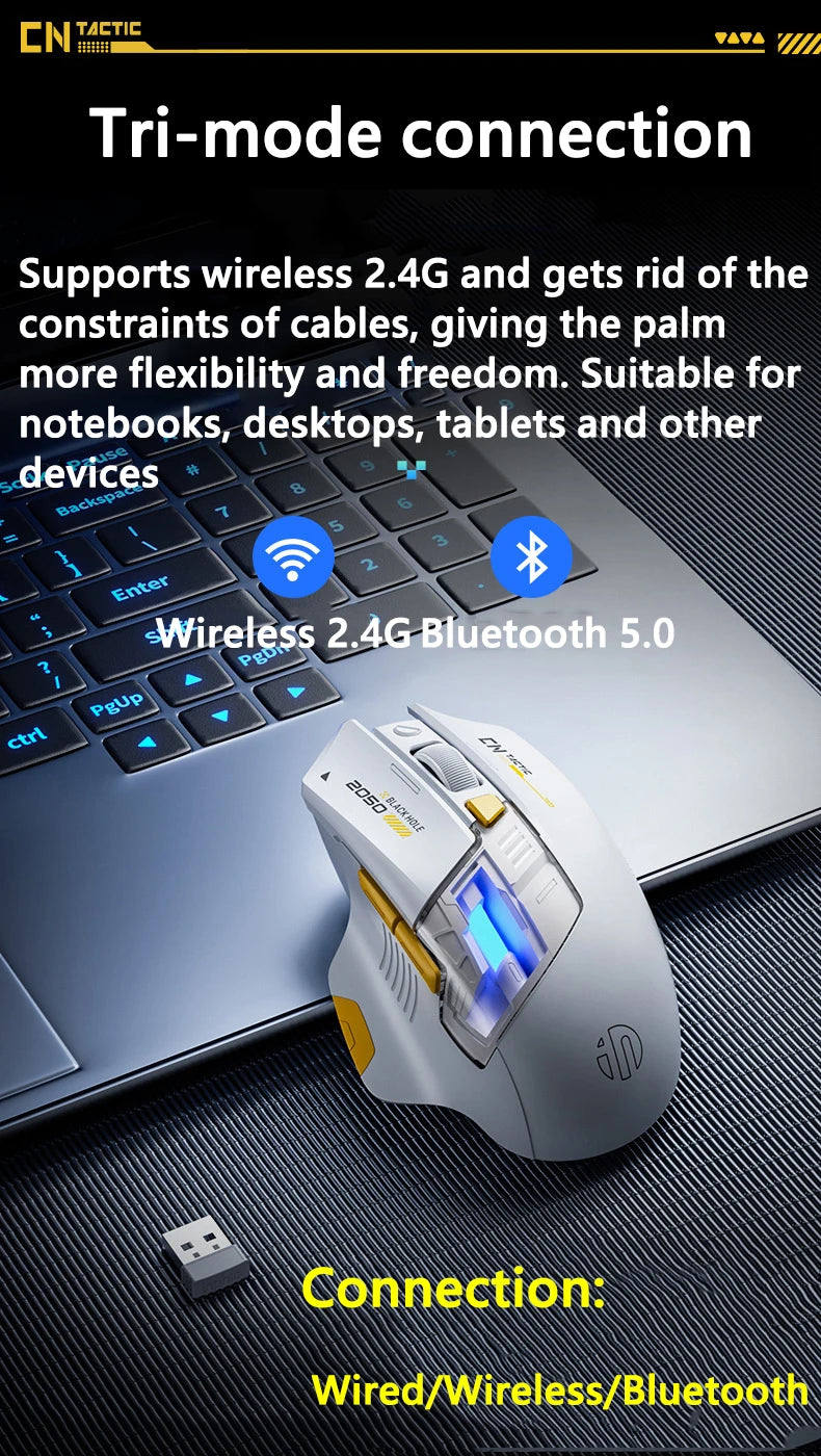 Inphic A9 PRO MAX New Three-Mode Wired/Wireless/Bluetooth Gaming Mouse 1000HZ Return Rate 12800DPI Wireless Mouse